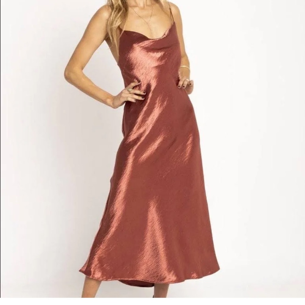 RESA Berri Slip Dress in Rust - Medium